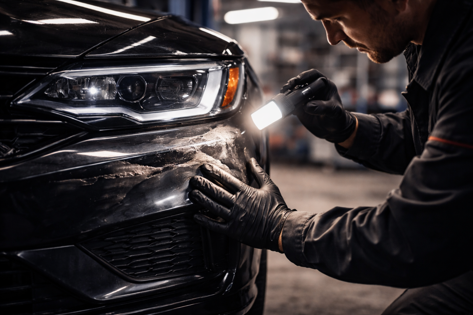 Collision repair in progress